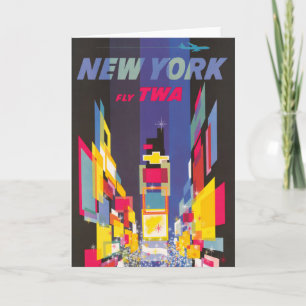 Vintage Travel Poster, Fly Twa, New York Kaart