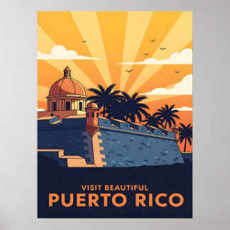 Vintage travel poster for Puerto Rico
