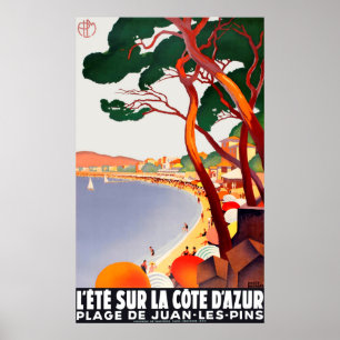Vintage Travel Poster France Cote dazure
