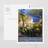 Vintage Travel Poster, Italiaans Riviera Briefkaart (Voorkant / Achterkant)