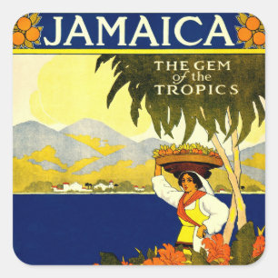 Vintage Travel Poster: Jamaica Vierkante Sticker