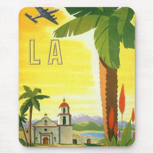 Vintage Travel Poster, Los Angeles, Californië Muismat