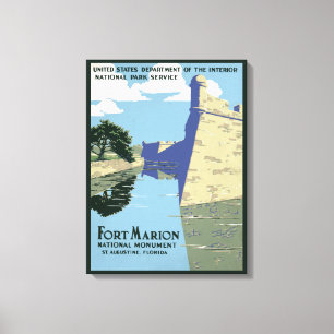 Vintage Travel Poster met Fort Marion Canvas Afdruk