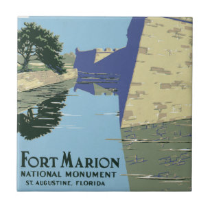 Vintage Travel Poster met Fort Marion Tegeltje