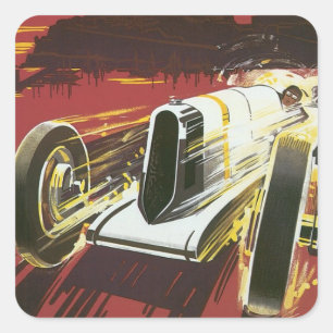 Vintage Travel Poster, Monaco Grand Prix Auto Race Vierkante Sticker