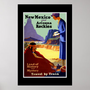Vintage Travel Poster New Mexico Arizona Rockies