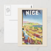 Vintage Travel Poster, Nice, Frankrijk Briefkaart (Voorkant / Achterkant)