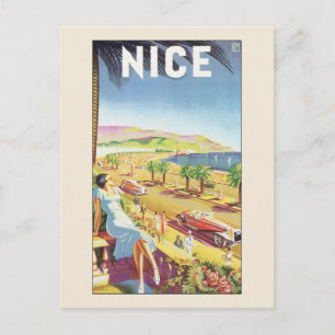Vintage Travel Poster, Nice, Frankrijk Briefkaart