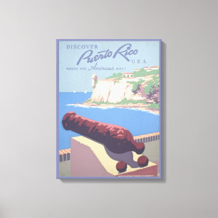 Vintage Travel Poster Promoting Puerto Rico Canvas Afdruk