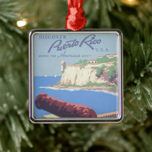 Vintage Travel Poster Promoting Puerto Rico Metalen Ornament