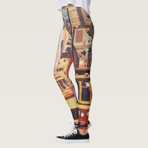 Vintage Travel Poster San Francisco Cable Cars Leggings