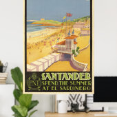 Vintage Travel Poster - Spanje Santander (Thuiskantoor)
