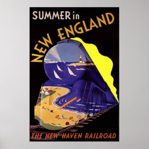 Vintage Travel Poster/Summer in New England Poster