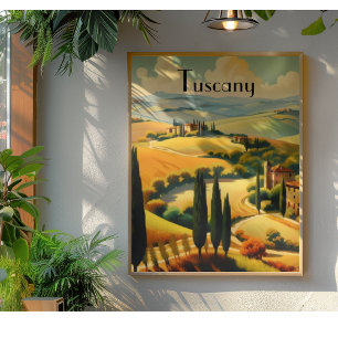 Vintage Travel Poster Toscane, aanpasbaar Canvas Afdruk