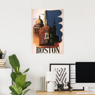 Vintage Travel Poster uit Boston, Massachusetts
