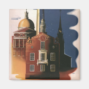 Vintage Travel Poster uit Boston, Massachusetts Magneet