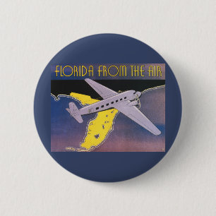 Vintage Travel Poster uit Florida van het vliegtui Ronde Button 5,7 Cm