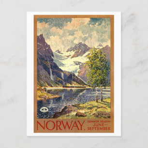 Vintage Travel Poster van Noorwegen Briefkaart