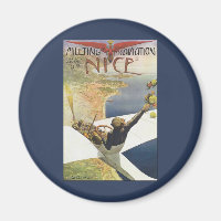 Vintage Travel Poster, vliegtuig boven Nice Frankr