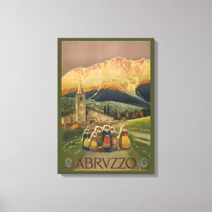 Vintage Travel Poster voor Abruzzo, Italië. Canvas Afdruk