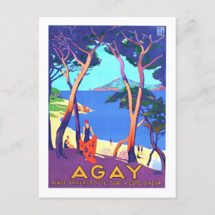 Vintage Travel Poster voor Agay, Frankrijk, Briefkaart