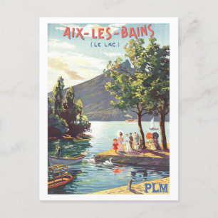 Vintage Travel Poster voor Aix-les-Bains, Frankrij Briefkaart