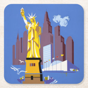 Vintage Travel Poster voor Allegheny Airlines Vierkante Kartonnen Onderzetter