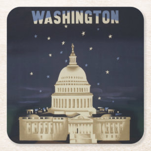 Vintage Travel Poster voor American Airlines Vierkante Kartonnen Onderzetter