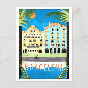 Vintage Travel Poster voor Barcelona, Spanje, Briefkaart