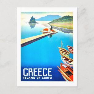 Vintage Travel Poster voor Corfu in Griekenland Briefkaart