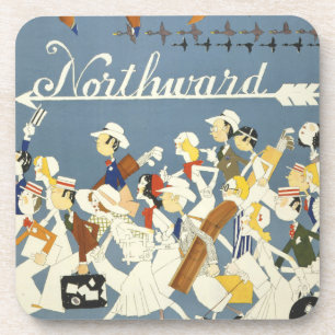 Vintage Travel Poster voor de New Haven R.R. Bier Onderzetter