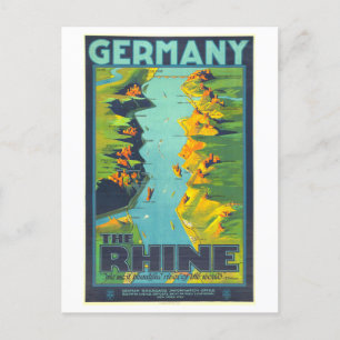 Vintage Travel Poster voor de Rijn in Duitsland Briefkaart