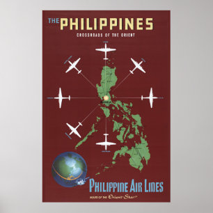 Vintage Travel Poster voor Filipijnse luchtvaartma