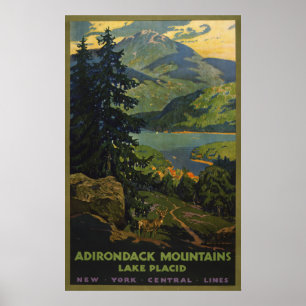 Vintage Travel Poster voor het Adirondackgebergte