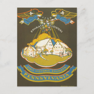 Vintage Travel Poster voor het Ephrata klooster Briefkaart