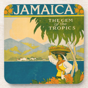 Vintage Travel Poster voor Jamaica Bier Onderzetter