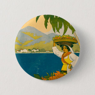 Vintage Travel Poster voor Jamaica Ronde Button 5,7 Cm