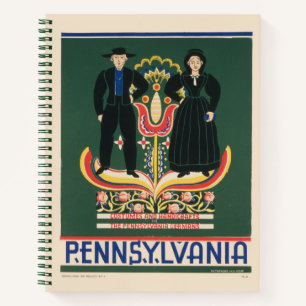 Vintage Travel Poster voor Lancaster County, PA Notitieboek