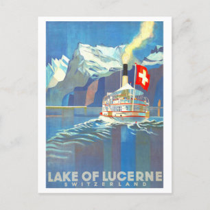 Vintage Travel Poster voor Luzern, Zwitserland, Briefkaart