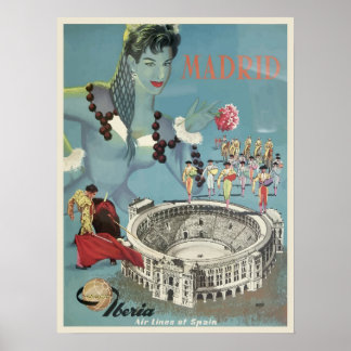 Vintage Travel Poster voor Madrid, Spanje