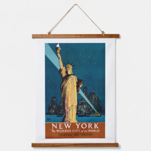 Vintage Travel Poster voor New York Hangend Wandkleed