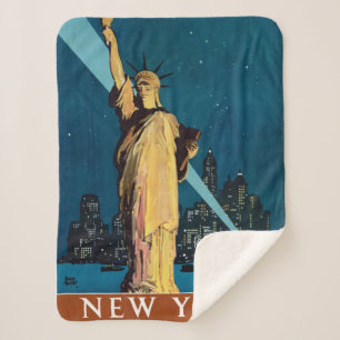 Vintage Travel Poster voor New York Sherpa Deken