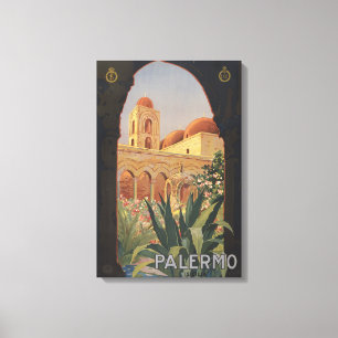 Vintage Travel Poster voor Palermo, Italië. Canvas Afdruk
