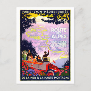 Vintage Travel Poster voor PLM Alps Route, Frankri Briefkaart