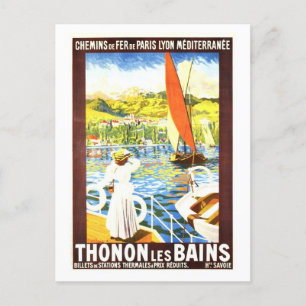 Vintage Travel Poster voor Thonon-les-Bains, Frank Briefkaart