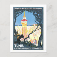 Vintage Travel Poster voor Tunis, Tunesië,