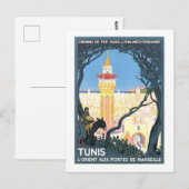 Vintage Travel Poster voor Tunis, Tunesië, Briefkaart (Voorkant / Achterkant)