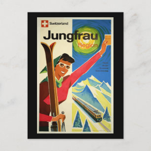 Vintage Travel Poster, Zwitserland, Jungfrau Briefkaart