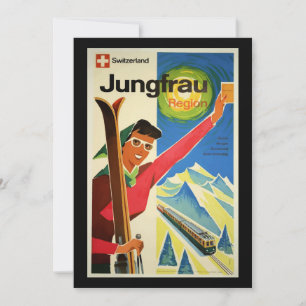 Vintage Travel Poster, Zwitserland, Jungfrau Kaart