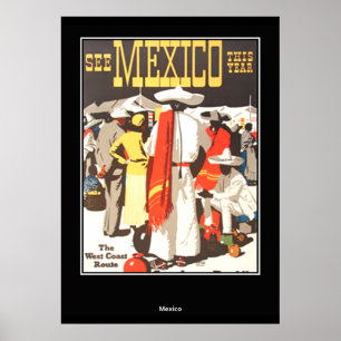 vintage Travel Print Poster Mexique